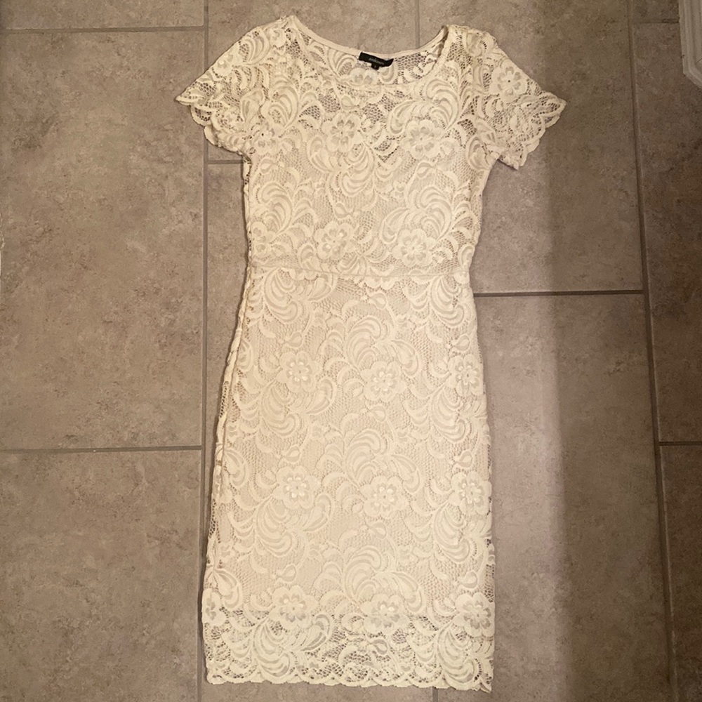 Cream lace dress with slip